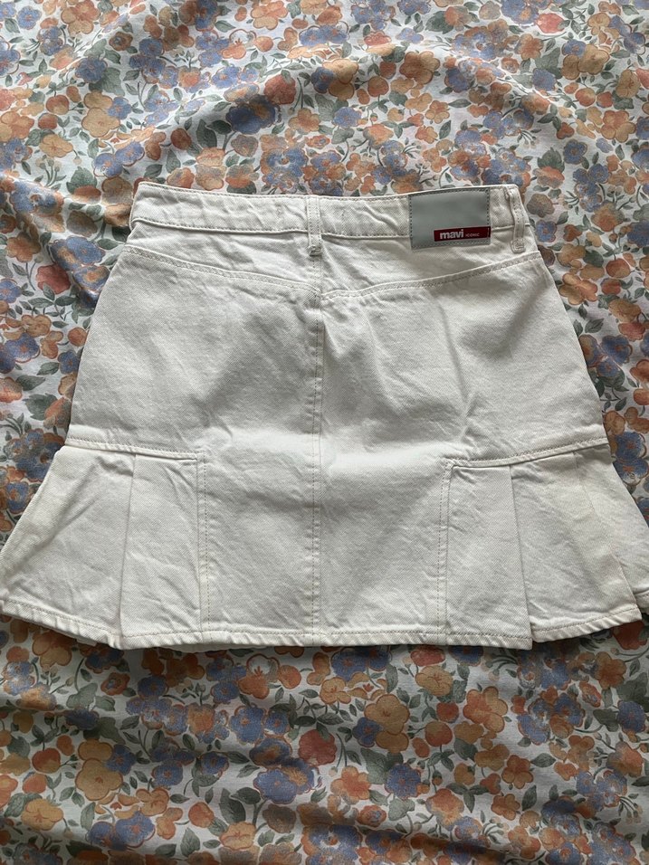 Beyaz kot etek - Görsel 3