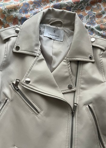 Bej Kadın Deri Kemerli Ceket - Görsel 2