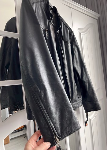 Siyah Erkek Deri Biker Ceket - Görsel 4