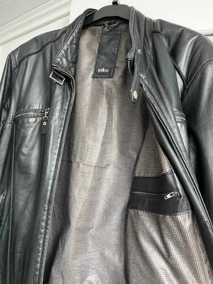 Siyah Erkek Deri Biker Ceket - Görsel 2