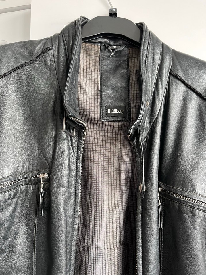 Siyah Erkek Deri Biker Ceket - Görsel 5