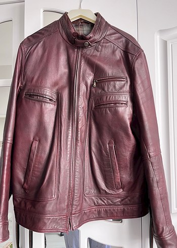 Derimod Markalı Bordo Deri  Ceket - Görsel 2