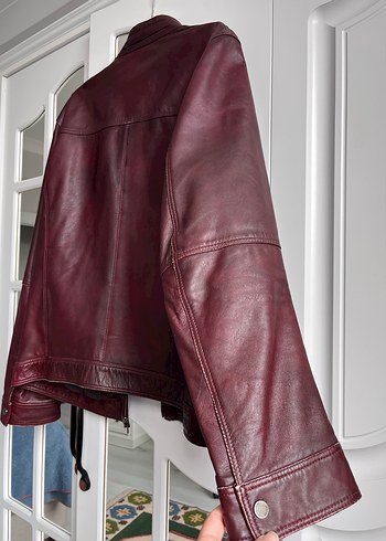 Derimod Markalı Bordo Deri  Ceket - Görsel 5