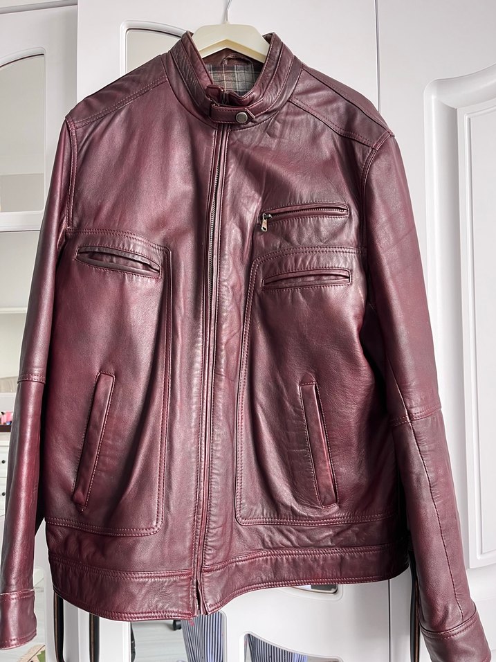 Derimod Markalı Bordo Deri  Ceket - Görsel 2