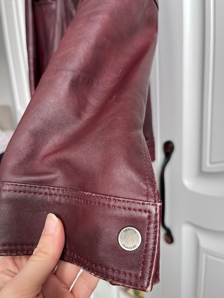 Derimod Markalı Bordo Deri  Ceket - Görsel 4