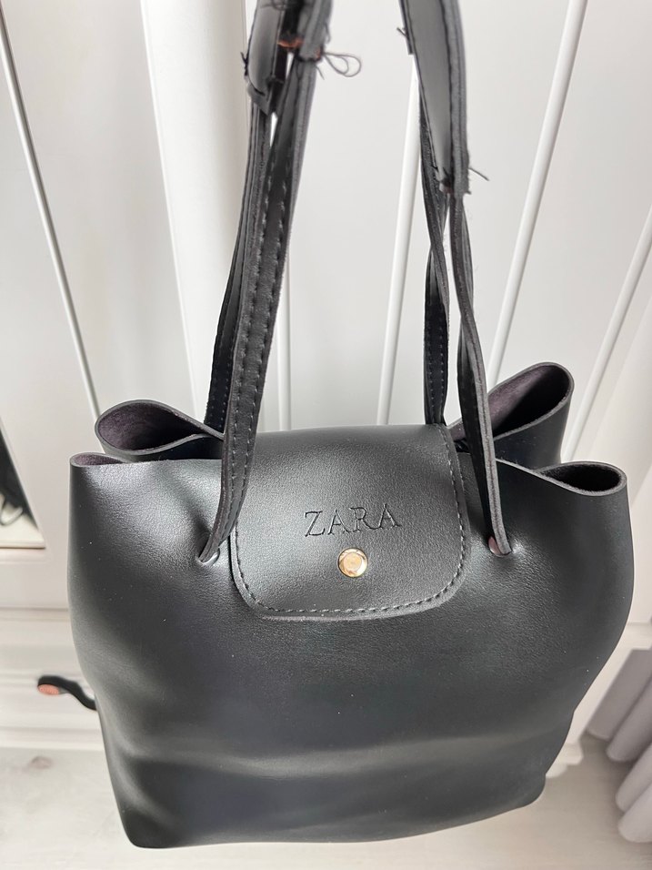 Siyah Deri Kadın Omuz Çantası - Görsel 4