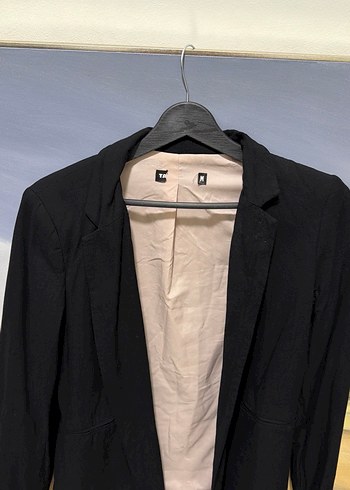 Siyah Kadın Keten Blazer Ceket - Görsel 2