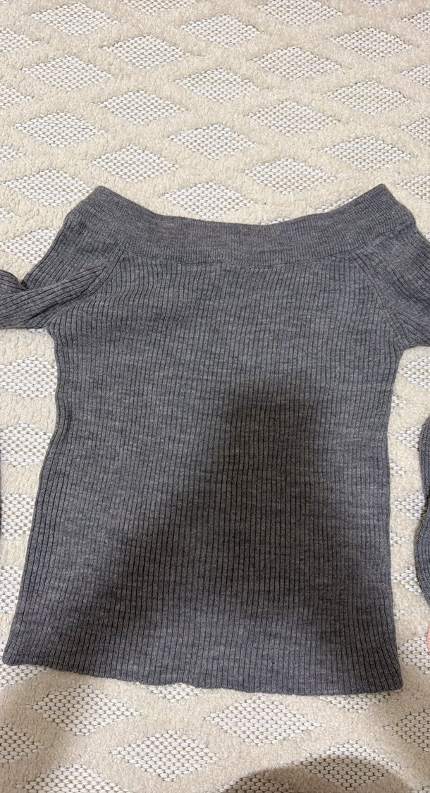 Gri Balon Kol Triko Kadın Kazak - Görsel 2