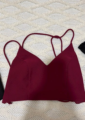 Bordo Strappy Dantelli Büstiyer - Görsel 3