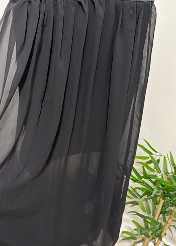 Siyah V Yaka Uzun Kolsuz Denim Elbise - Görsel 2