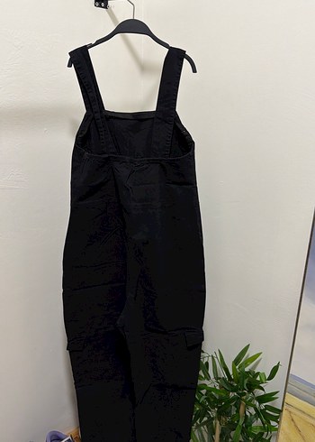 Siyah Keten Uzun Askılı Tulum - Görsel 2