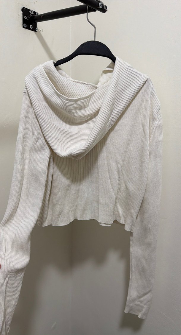 Beyaz Fermuarlı Uzun Kollu Kadın Triko - Görsel 2