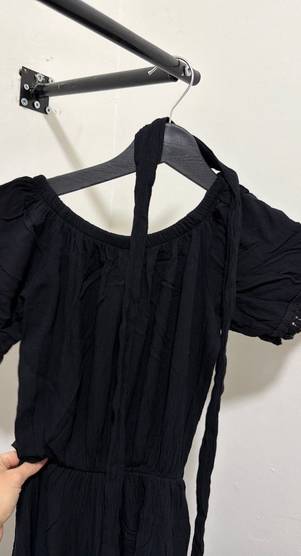 Siyah Uzun Kollu Bohem Elbise - Görsel 2