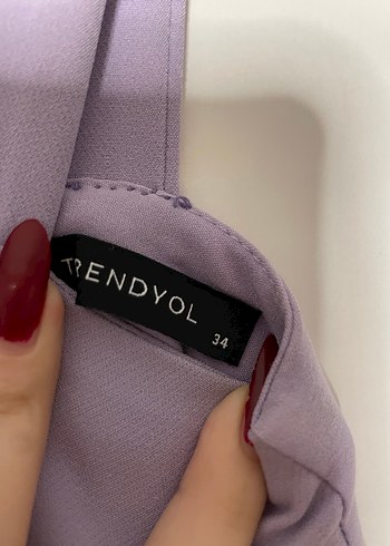 Mor Midi Drapeli Halter Yaka Elbise - Görsel 2