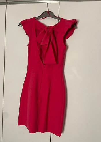 Pembe V Yaka Fırfırlı Midi Elbise - Görsel 2