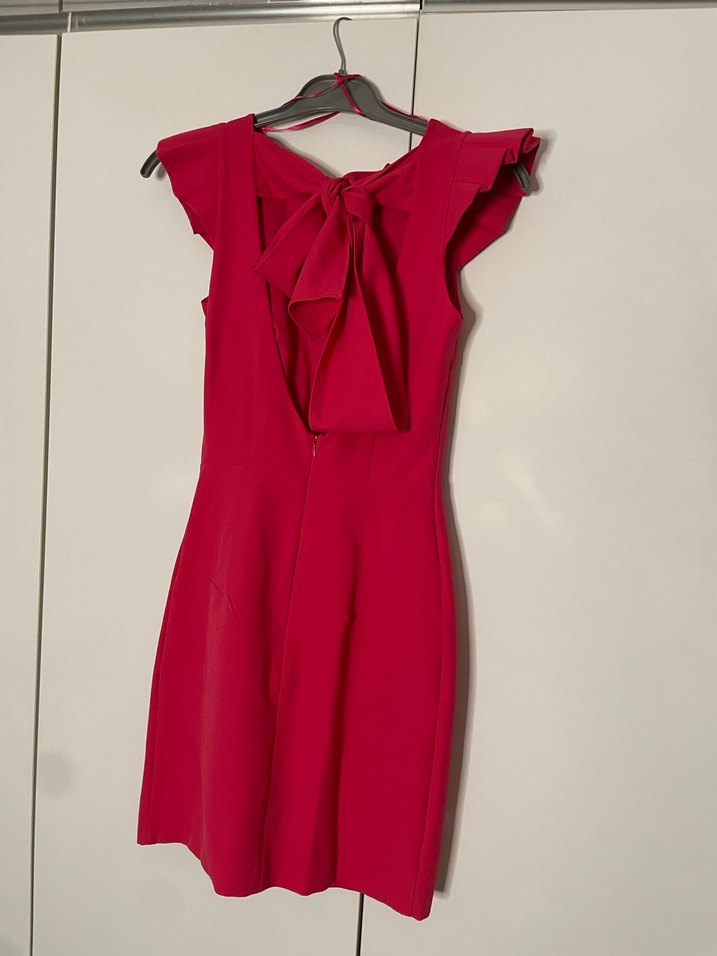 Pembe V Yaka Fırfırlı Midi Elbise - Görsel 2