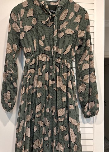 Bohem Yılan Desenli Uzun Kollu Elbise - Görsel 3