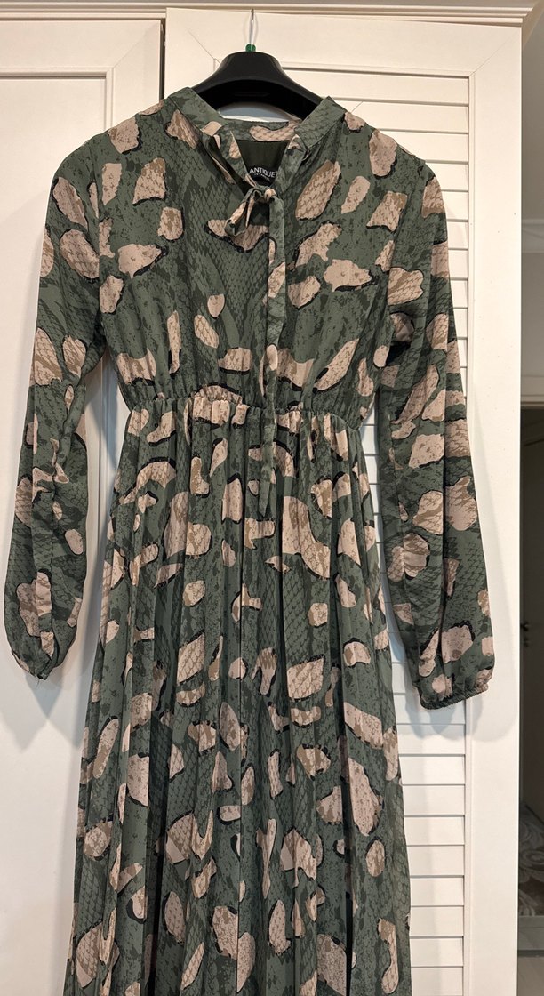 Bohem Yılan Desenli Uzun Kollu Elbise - Görsel 3