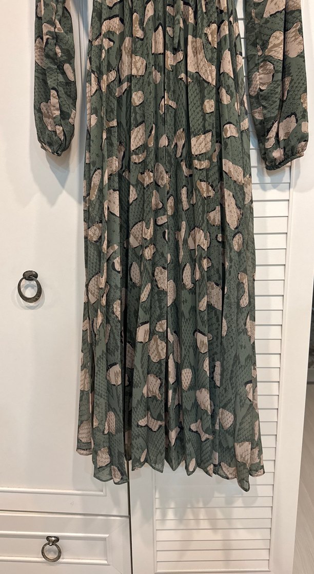 Bohem Yılan Desenli Uzun Kollu Elbise - Görsel 2