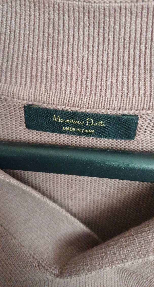 Erkek Bej V Yaka Örme Polo Tişört - Görsel 2