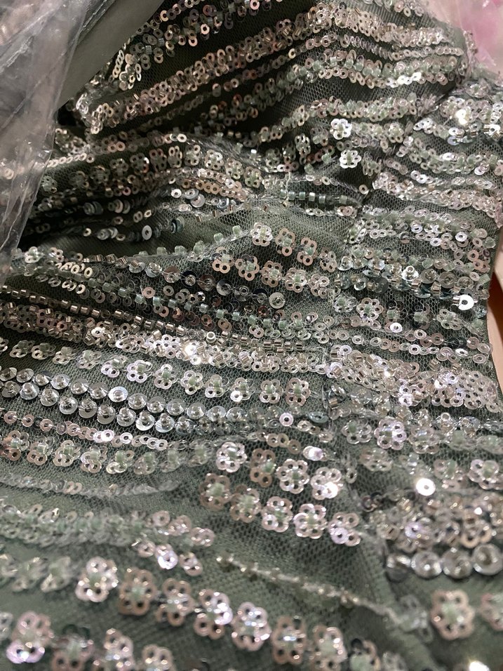 Gri Yılan Desenli Uzun Abiye Elbise - Görsel 2