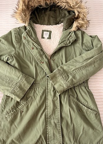 GAP çocuk 10 yaş Yeşil Kürklü Midi Ceket - Görsel 3