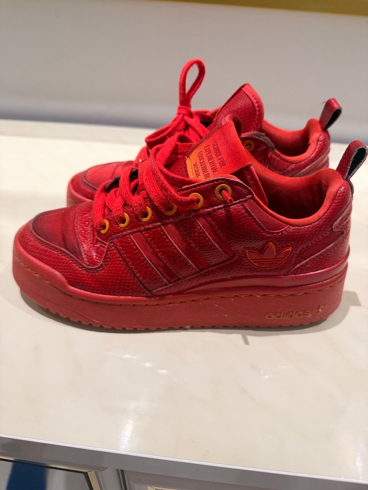 Adidas kırmızı yılan desenli Platform Topuklu Kadın Spor Aya - Görsel 4