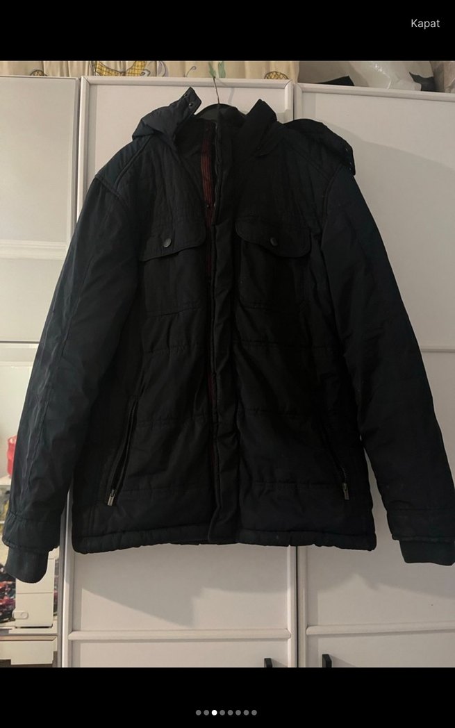 Siyah Fermuarlı Erkek Midi Mont - Görsel 2