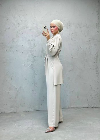 Uzun Kollu taş rengi tulum - Görsel 2