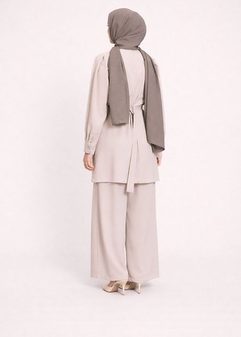 Bej Uzun Kollu Kadın Tulum - Görsel 2