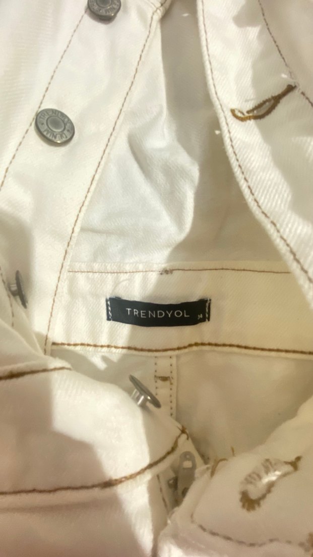 Kadın Beyaz Uzun DENİM TULUM - Görsel 4