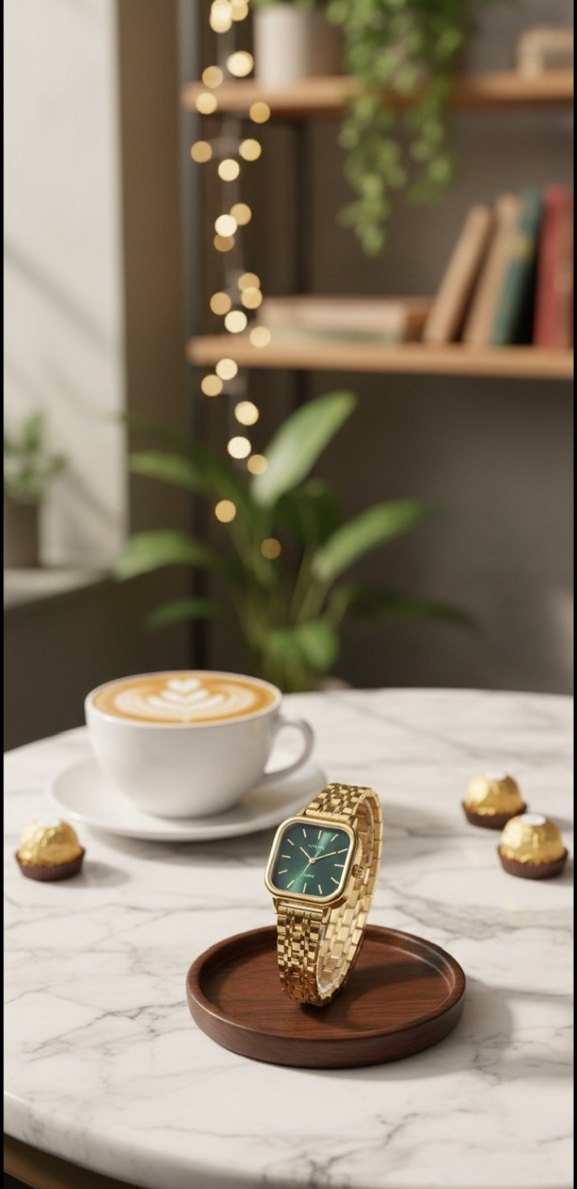  Zarif & Şık Altın Renk Saat  - Görsel 2