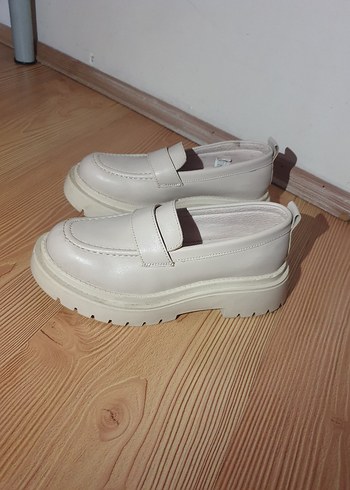 Beyaz Minimalist Platform Topuklu Kadın Loafer - Görsel 3