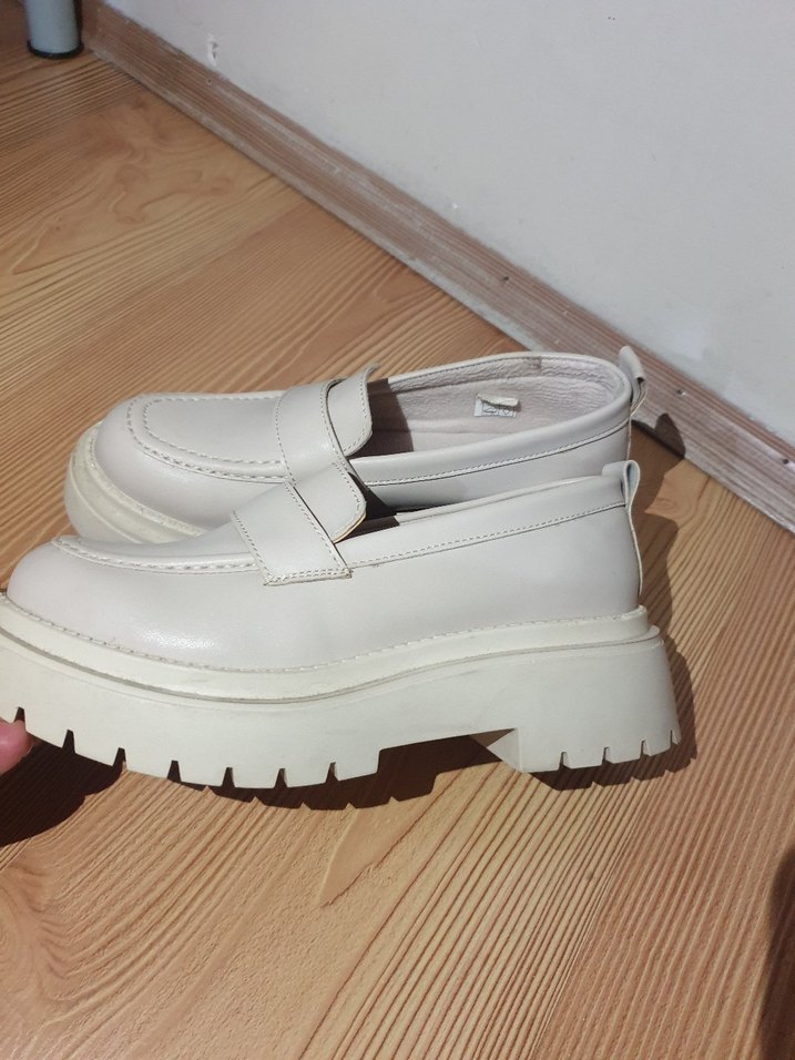 Beyaz Minimalist Platform Topuklu Kadın Loafer - Görsel 2
