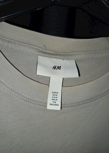 H&M Bej Renk Baskılı M Beden Tşört - Görsel 3