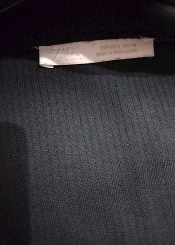 ZARA Siyah Keten Polo Yaka Tişört L Beden - Görsel 3