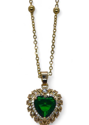 Zarif Altın Renkli Kalp Desenli Kolye - Görsel 2