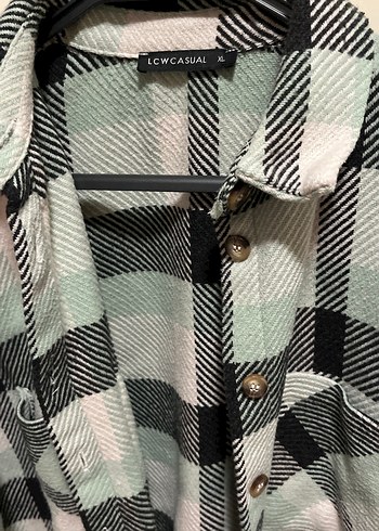 Yeşil Ekose Düğmeli Kadın Gömlek - Görsel 2