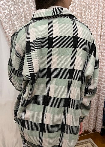 Yeşil Ekose Düğmeli Kadın Gömlek - Görsel 6