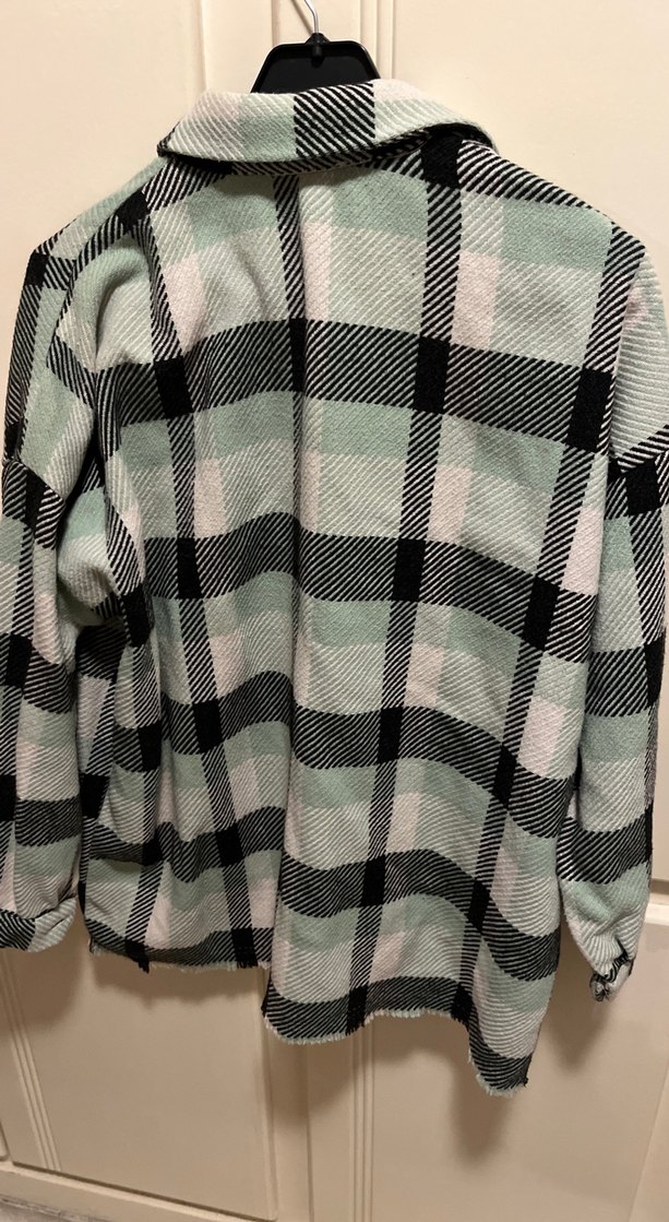 Yeşil Ekose Düğmeli Kadın Gömlek - Görsel 3