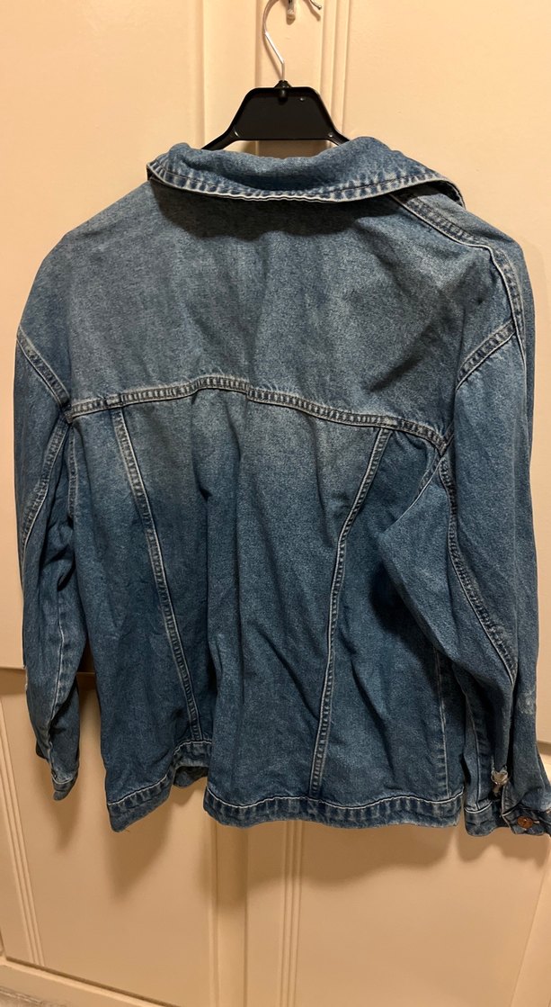 Düğmeli Mavi Kadın Kot Ceket - Görsel 3