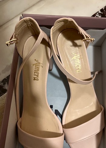 Pudra Pembe Bantlı Topuklu Kadın Ayakkabı - Görsel 4