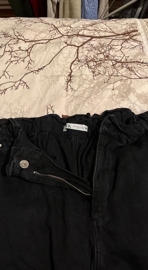 Siyah Midi Bol Kesim Kadın Kot Pantolon - Görsel 4