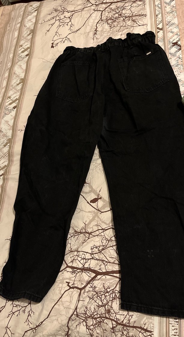 Siyah Midi Bol Kesim Kadın Kot Pantolon - Görsel 5