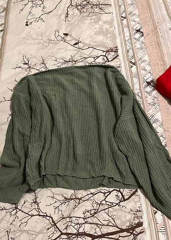 Kadın Haki Bohem Örgü Triko Kazak Geniş kesime sahip - Görsel 4