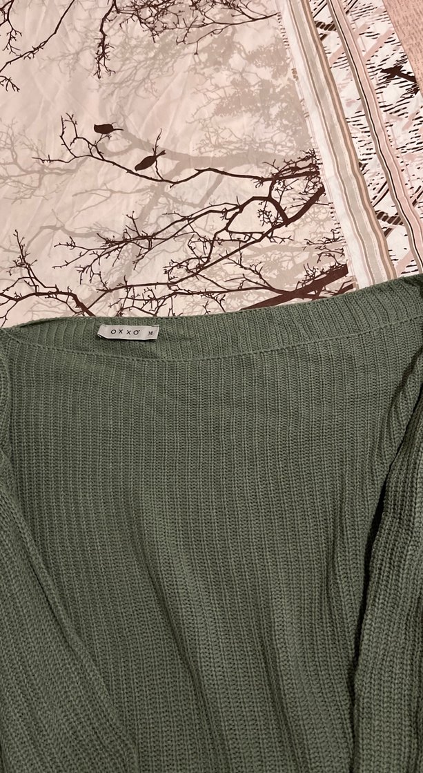 Kadın Haki Bohem Örgü Triko Kazak Geniş kesime sahip - Görsel 3