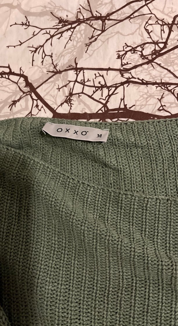 Kadın Haki Bohem Örgü Triko Kazak Geniş kesime sahip - Görsel 2