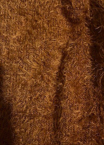 Kadın Kahverengi Tüylü Triko Uzun Kollu Kazak Standart beden - Görsel 4