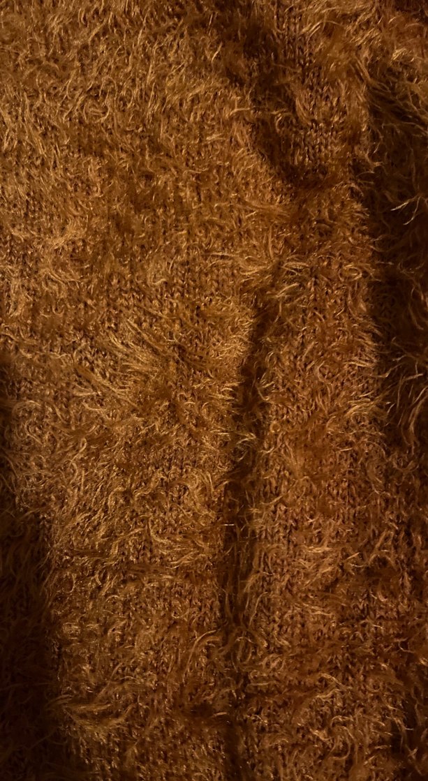 Kadın Kahverengi Tüylü Triko Uzun Kollu Kazak Standart beden - Görsel 4