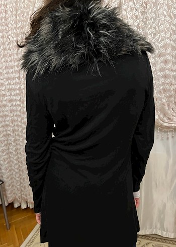 Gri Kürklü Yaka Detaylı Kadın Peluş Ceket - Görsel 7